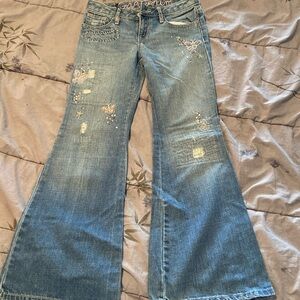Gap low rise flare embellished jeans